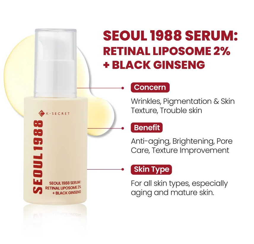 KSECRET - Sérum Facial SEOUL 1988 Serum: Retinal Liposome 2% + Black Ginseng